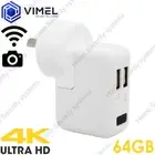 Home WIFI 64GB Indoor Wireless Wall Power Adapter Security Camera Spy hidden