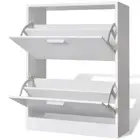 Wooden Shoe Cabinet Shoes Rack Organiser With 2 Large Storage Compartments White