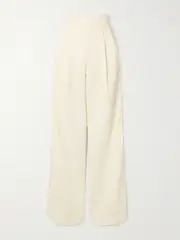 [Emilia Wickstead] Emilia Wickstead - Clarine Pleated Crepe Wide-leg Pants - Ivory - UK 12 UK 12 Ivory