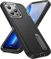 Shockproof Case for iPhone 13 pro Case with Kickstand,Military Grade Drop Protective,Heavy Duty Hard Back 3-Layer Protective Phone Cover for iPhone 13 pro (Black)