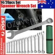 14PCS - 8-24mm Spanner Set Metric Combination Open Box Roll Bag Tool Car