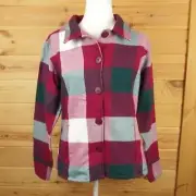 Cabela's Scarlet White Plaid Logger Flannel Button Up Shacket Size Large