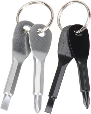 2 Set(4Pcs) Portable Multifunction Key Chain Screwdriver Mini Key Shape Travel K