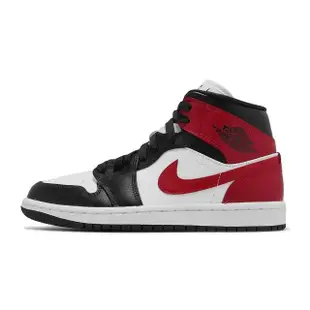 【NIKE 耐吉】休閒鞋 Wmns Air Jordan 1 Mid 女鞋 男鞋 白 紅 AJ1 一代 黑頭(BQ6472-160)