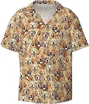 [YANYU] Labrador Retriever Dogs Print Hawaiian Shirts Men Short Sleeve Button Down Cuban Collar Shirt Summer Beach Days