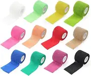 Vet Tape Wrap 12pcs/Set Self Adhesive Bandage Wrap Pet Wound Care Bandage Vets Wrap for Horses Vets Tape Wrap for Dogs Ankle Sprain/202