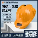 【臺灣出貨】綠林 太陽能 風扇安全帽 工地帶風扇充電空調監理 帶燈 黃色頭盔 男頭冒