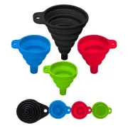 Set of 4 Silicone Collapsible Kitchen Funnel - X-Small to Large Sizes for Eas...