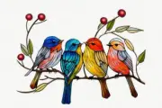 GS068-Songbirds Suncatcher Stained Window Acrylic Decor 6" x 4 1/2"