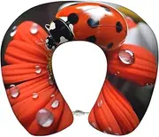 LHBWCVN Travel Neck Pillow for Airplanes Comfort Head and Neck Support Memory Foam - U-Shaped Neck Travel Pillow for Sleeping Ladybug Daisy Neck Pillows for Flight Headrest Sleep