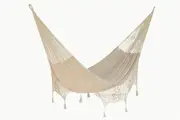 Mayan Legacy King Size Deluxe Outdoor Cotton Mexican Hammock in Cream Colour