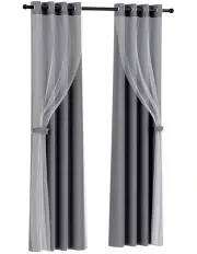 [Artiss] Blockout Sheer Curtains x2 132x213cm in Charcoal