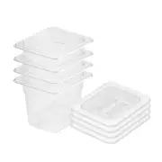 150mm Clear Gastronorm Bain Marie 1/6 Food Tray Storage Set of 4 with Lid