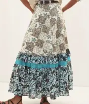 NWT RAGA Anthropologie Floral Patchwork Maxi Skirt, Size Small