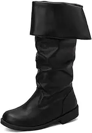 [BOKAAW] Cos Renaissance Boots Western Knight Boots Medieval Pirate Boots Flat Jazz Boots Botas piratas renacentistas Male and Female Pull On Mid Calf Gothic Boots Cosplay Cosplayer