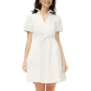 J. Crew Factory Short Sleeve Collared Mini Dress Women's Size 4 in White NWT!
