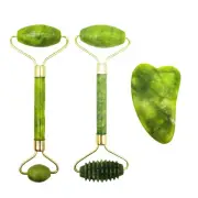 Natural Jade Massage Roller Guasha Board SPA Scraper Stone Facial Anti-wrinkle
