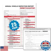 Annual Vehicle Inspection Report Form 25-pk 3-Ply Carbonless, 8.5" x 11.75" +