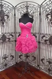 BD19 PAPARAZZI 9191 SZ 2 HOT PINK #1204 $238 CORSET PAGEANT PROM GOWN DRESS