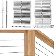 Muzata 20Pack 1/8" Swage Lag Screws Left & Right Cable Railing Hardware Kit Handed Thread for Wood Post T316 Stainless Steel Stair Deck WoodBudget System 10 Pairs CK17