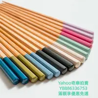 在飛比找Yahoo!奇摩拍賣優惠-筷子SUNLIFE日本進口六角彩色兒童實木防滑筷子日式可機洗