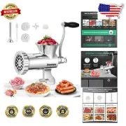 Ergonomic Stainless Steel Manual Meat Grinder with Sausage Filler Attachments