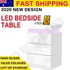 RGB LED Bedside Table 3 Drawers Nightstand Cabinet Bedroom Furniture Black/White