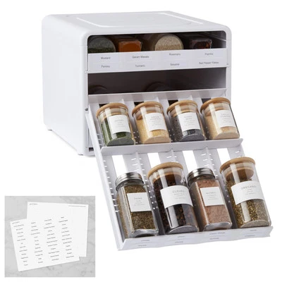 SpiceStack Adjustable Spice Rack Organizer, Pull-Down 24-Bottle Seasonings an...