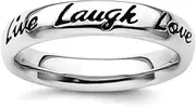 [JewelryWeb] 4mm 925 Sterling Silver Stackable Enamel Live Laugh Love Ring-Stackable-Ring for Women