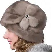 [Hcclijo] Women's Fur Hat Winter Mink Fur Women's Band Outdoor Winter Muffs Ski Hat Warmth