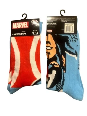 Marvel Crew Socks Adult/Unisex/Men/Women (9-13 Shoe Size) Blue Red White Peach