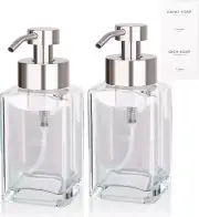 Foaming Soap Dispenser with Stainless Steel Pump, 12Oz Refillable Glass Liquid D