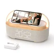 COLSUR Bluetooth Speaker Alarm Clock with Wireless Charger, LED Night Light, ...