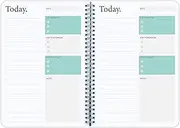 Day Planner Notebook - Undated Planner To Do List Notebook, Today Planner with Checklist, Daily To Do Planner to Increase Productivity, 5.7 x 8.0 inches - Flexible Cover, Strong Twin-Wire Binding