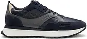 [BOSS] Men's Jonah Runn Milled Leather Trainers with Supportive Outsole, Size