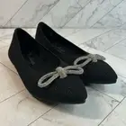 NWT Skechers Womens Cleo Point Stretch Fit Black Bow Ballet Flat Shoe Size 5