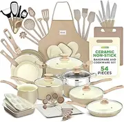 [Nutrichef] 54-Piece Marble Non-Stick Cookware and Bakeware Set, Professional Home Kitchen Collection with Multi-Sized Pots, Pans, and Heat-Resistant Tools