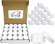 Beauticom 10g/10ml (0.35 Fl Oz) Round Clear Jars with Round Top Lids for Creams, Lotions, Make Up, Powders, Glitters, and more... (Color: White Lid, Quantity: 40 Pieces), White Lid (40 Jars), 40 Count (Pack of 1)