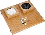 lehom Folding Go Game Set 47 x 44cm, Portable Go Set, 19 x 19 Grids 361 Bamboo Go Board with Single Convex Melamine Stones and Bowls, Go Board Game Set, Chinese Classic Strategy Board Games (Weiqi)