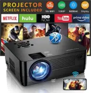 5G WiFi Bluetooth Native 1080P Projector[Projector Screen Included], Roconia
