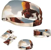 FJWSLCH Rock Climbing Sports Headbands for Women Men Non Slip Workout Sweatbands Adjustable Sports Hair Bands Elastic Head Bands Moisture Wicking Hairband for Running, Cycling, Yoga, Spa