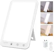 Light Therapy Lamp, UV-Free 1000 Lux Sun Lamp with Adjustable Brightness, Timer and Memory Function, 90° Rotating Light for Happy Life, Home & Office Indoor, White