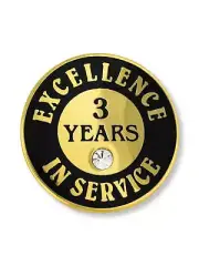 PinMart's Gold Plated Excellence in Service 3 Year Award Lapel Pin