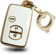 ontto TPU Car Key fob Cover Fit for Toyota Land Cruiser Prado Crown Camry Prius for Subaru ZC6 BRZ Impreza XV Legacy Forester Key case Key Bag Shell Keyring Key Holder Keychain Accessories Beige