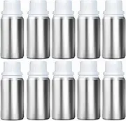 Multipurpose Aluminium Empty Bottle with Drop Nozzle & Cap with Inner lid for Essential Oil, Oil Blends, Cosmetic liquid storage container - 100 ml (Pack of 10)