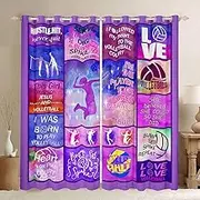 Feelyou Volleyball Darkening Dreapes (2 Panels, 52 x 84 Inch) Sports Game Curtains for Bedroom Living Room Kids Decor Volleyball Player Blackout Curtains Purple Window Treatments