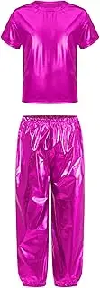 [Miaeowve] Kids Jazz Hip Hop Dance Clothes Boys Girls Street Dance Outfits Sequins Crop Tops And Pants Set Party Costume