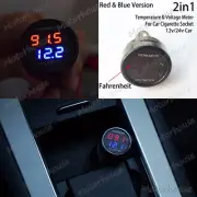 12V 24V Auto Car Digital Voltmeter Thermometer Temperature Cigarette Lighter