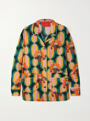 [La DoubleJ] La DoubleJ - Printed Silk-twill Shirt - Orange - x small x small Orange