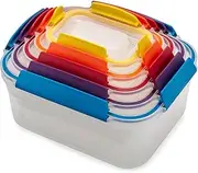 [Joseph Joseph] Nest Lock, 5 Piece Plastic Food Kitchen Storage Container set with lids, Leak Proof, Airtight, Space Saving, BPA free- Multicolour